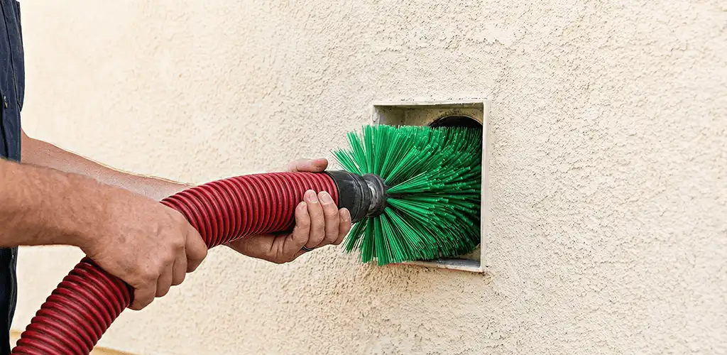 Air duct cleaning brush removing debris from a vent opening in Tacoma, WA