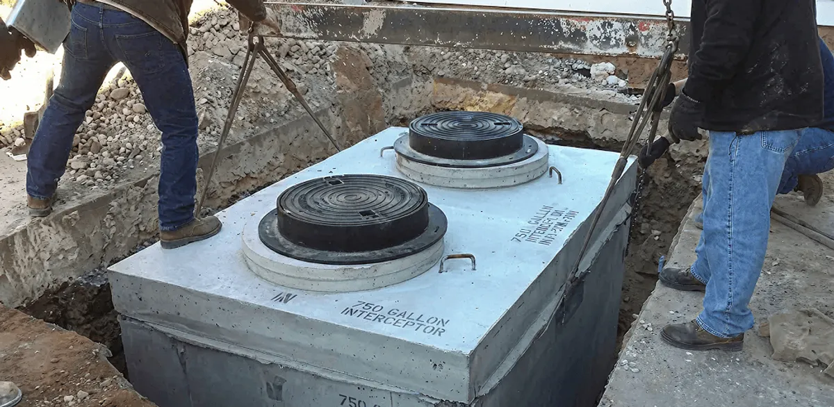 Grease trap installation for a commercial property drainage system in Tacoma, WA